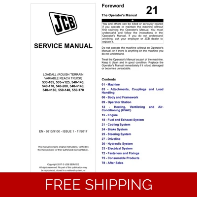 JCB 533-105, 535-V125, 540-140, 540-170, 540-200, 540-V140, 540-V180, 550-140, 550-170 SERVICE REPA JCB 533-105, 535-V125, 540-140, 540-170, 540-200, 540-V140, 540-V180, 550-140, 550-170 SERVICE REPA